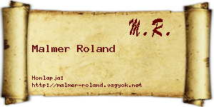 Malmer Roland névjegykártya